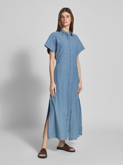 Stefanel Sukienka koszulowa z imitacji denimu z krytą listwą guzikową Jeansowy niebieski 1
