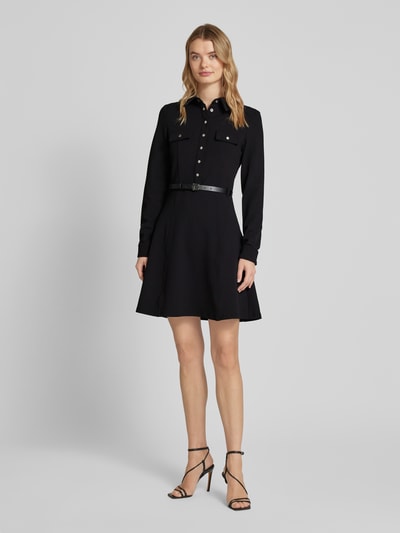 Guess Knielanges Kleid mit Umlegekragen Modell 'ZAMA' BLACK 1