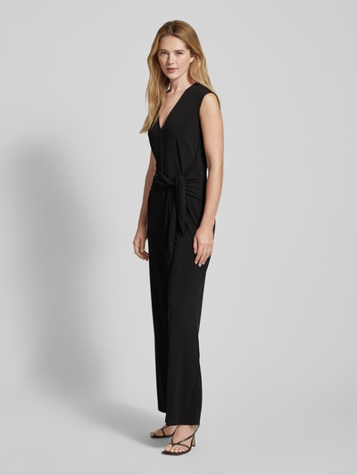 Oui Jumpsuit mit V-Ausschnitt und Bindegürtel BLACK 1