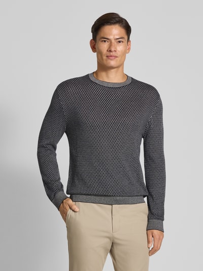ARMANI EXCHANGE Sweter z dzianiny z dodatkiem jedwabiu Granatowy 4