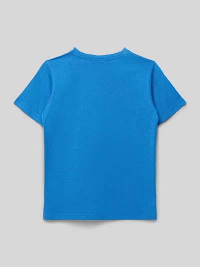 Productfoto, T-Shirt met Label-Stitching en ronde hals van CHAMPION, regular fit, kinder T-shirt, ruglengte maat 140: 55 cm, effen blauw.
