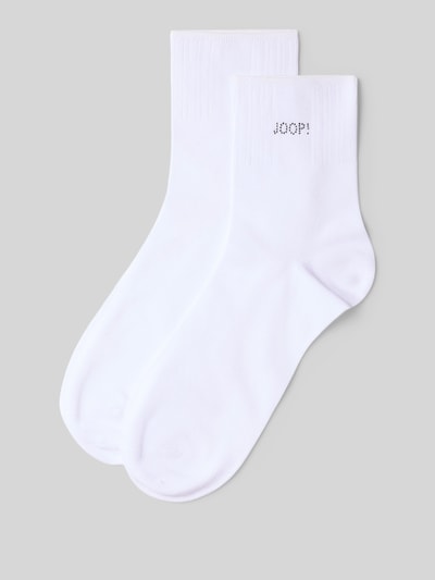 Produktfoto, Socken mit Strasssteinbesatz von JOOP! aus weißem Baumwoll-Mix mit Modal-Anteil, Logo-Detail, elastischer Bund, glatte Textur