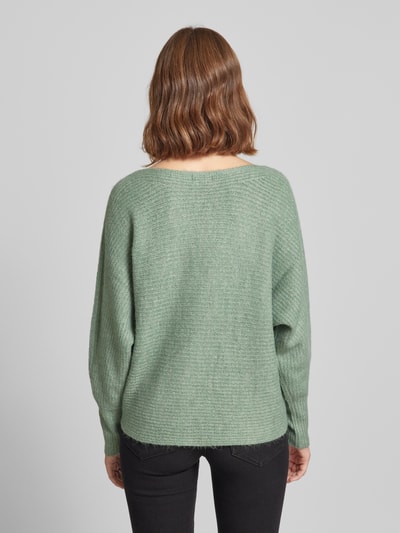 Only Pullover met extra brede schouders, model 'DANIELLA' Rietgroen - 5