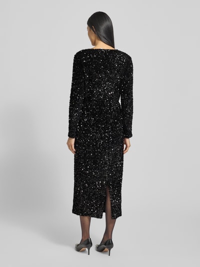 Vila Midi-jurk met V-hals, model 'FAITH' Zwart - 5