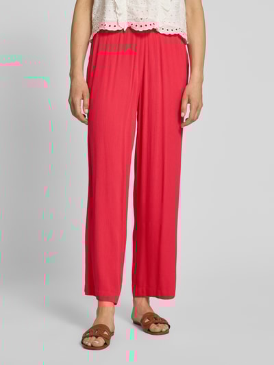 ICHI Spodnie materiałowe z prostą nogawką i elastycznym pasem model ‘MARRAKECH’ Mocnoróżowy 4