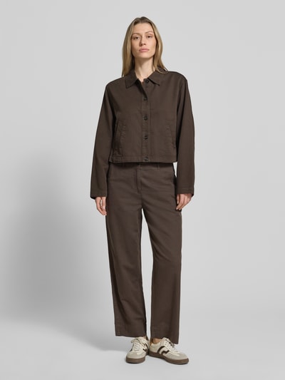 Marc O'Polo Oversized Hemdjacke aus Baumwoll-Lyocell-Leinen-Mix Mittelbraun 1