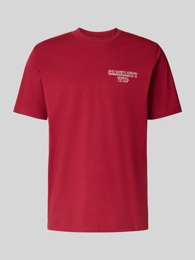 Carhartt Work In Progress T-shirt z wyhaftowanym logo Bordowy 2