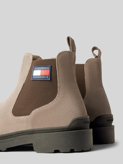 Tommy Jeans Chelsea boots van leer met labelpatch Taupe - 2