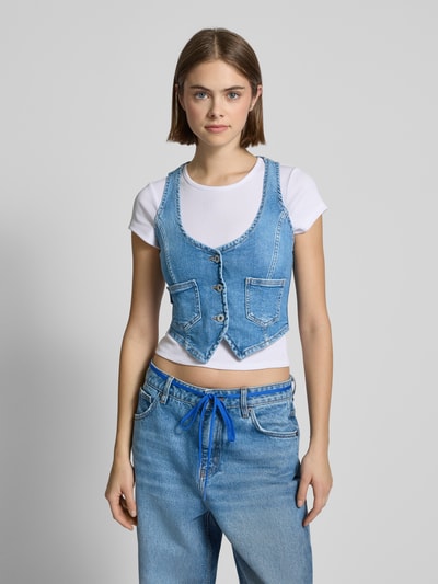 Hugo Blue Jeansweste mit Knopfleiste Modell 'Gardenia' Jeansblau 4