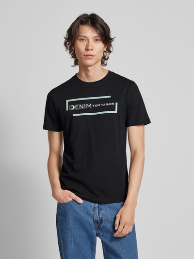 Tom Tailor Denim T-shirt z okrągłym dekoltem Czarny 4