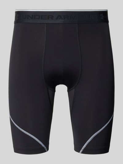 Produktfoto, Radlerhose mit elastischem Bund und Label-Details von Under Armour in Schwarz, Körpernahe Passform, Material-Mix mit Stretch-Anteil, Modell 'Elite', Bundweite 36 cm, Innenbeinlänge 20 cm