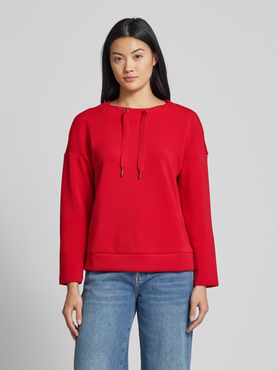 Street One Oversized Longsleeve mit gerippten Abschlüssen Rot 4