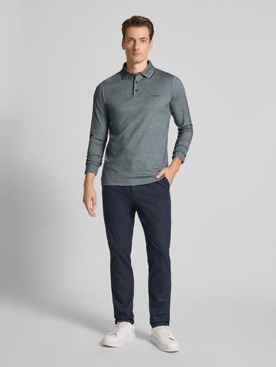 HECHTER PARIS Longsleeve mit Polokragen und kurzer Knopfleiste Mittelgrau Melange 1