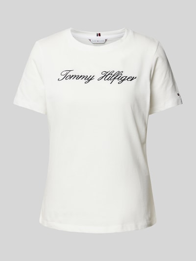 Tommy Hilfiger T-Shirt mit Label-Stitching Ecru 2