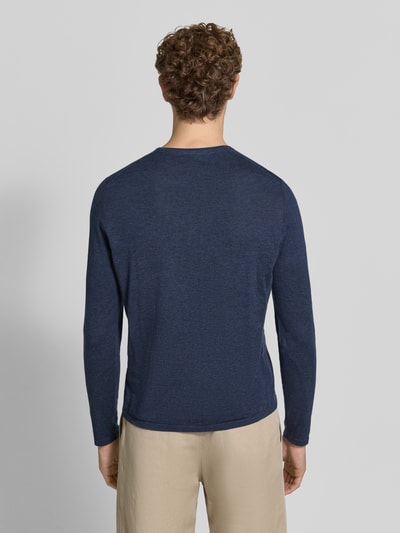 Christian Berg Men Strickpullover aus Baumwolle mit Rundhalsausschnitt Marine Melange 5