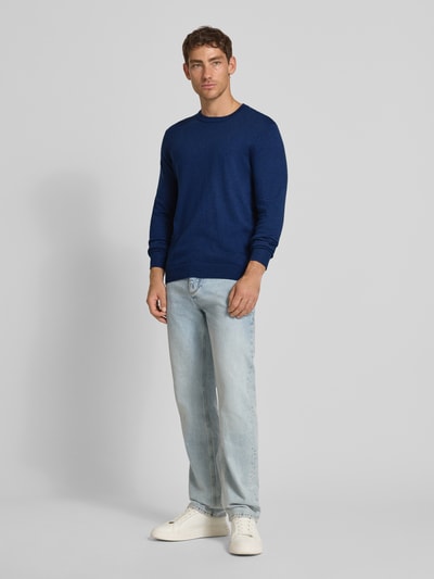 Casual Friday Regular fit gebreide pullover met kasjmier, model 'Halfdan' Blauw - 1