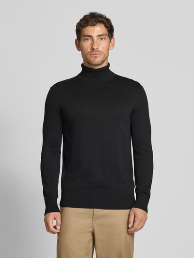 Tom Tailor Denim Regular Fit Rollkragenpullover aus reiner Baumwolle Black 4