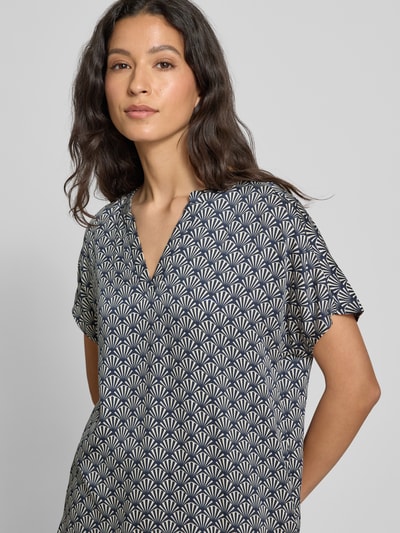Milano Italy Regular fit blouseshirt met tuniekkraag Marineblauw - 3