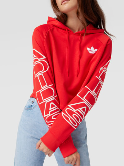 adidas Originals Cropped Fit Hoodie mit Label-Stitching Rot 3