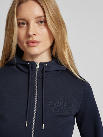 Gant Sweatjack met labelstitching Marineblauw - 3