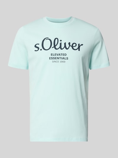 s.Oliver RED LABEL męski t-shirt o kroju regular fit z czystej bawełny Turkusowy 2