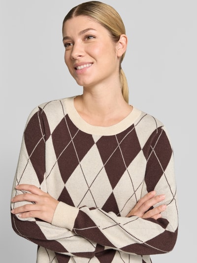 VILA Strickpullover aus Viskose-Mix Modell 'TIF' Dunkelbraun 3