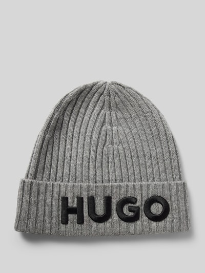 HUGO Beanie met labeldetail Middengrijs - 1