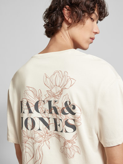 Jack & Jones T-Shirt mit Label-Print Modell 'PRAIA' Beige 3