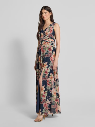 Christian Berg Cocktail Abendkleid mit V-Ausschnitt Marine 1
