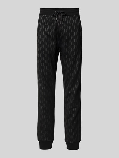 Karl Lagerfeld Straight fit sweatpants met all-over labelprint Zwart - 2