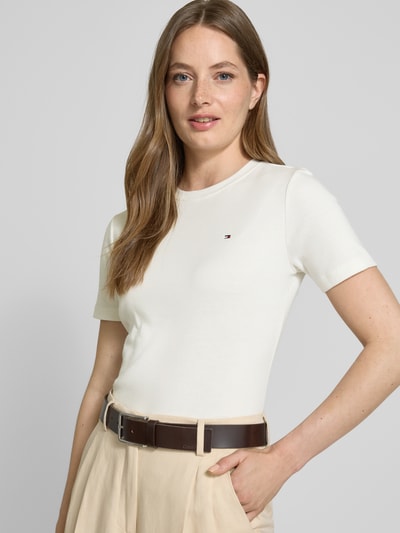 Tommy Hilfiger Slim Fit T-Shirt aus reiner Baumwolle Ecru 3