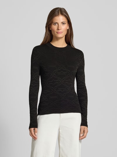 HUGO Longsleeve aus Viskose-Mix in Strick-Optik Modell 'Satero' Black 4
