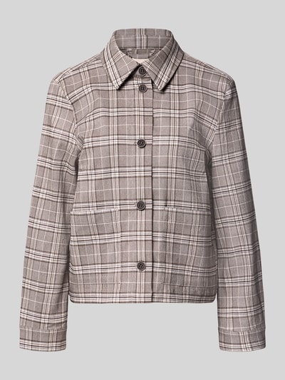 Productfoto, Regular Fit Jacke aus Viskose-Mix van FREE/QUENT, beige-bruin ruitpatroon, platte kraag, opgestikte zakken, viscosemix