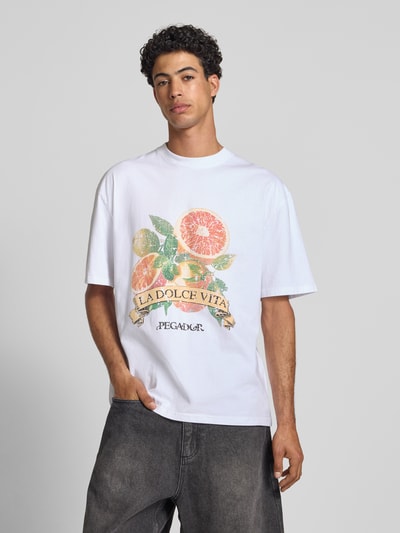 Pegador Oversized T-shirt met labelprint, model 'HULE' Wit - 4