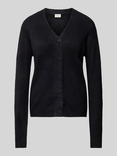 Fransa Strickjacke mit gerippten Abschlüssen Modell 'Rellis' Black 2