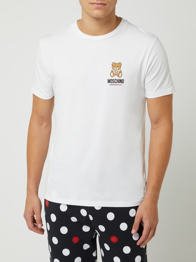 Moschino Swim + Underwear T-shirt ze streczem  Biały 4