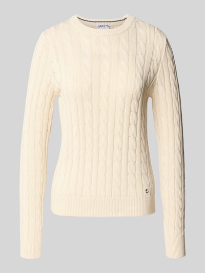 Jake*s Casual Slim Fit Longsleeve in Strick-Optik Ecru 2