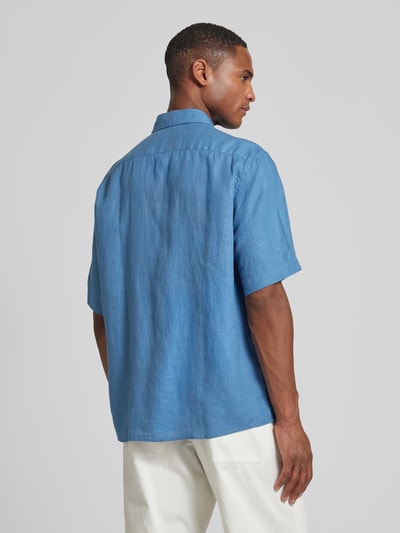 Marc O'Polo Regular fit vrijetijdsoverhemd van linnen met borstzak Rookblauw - 5