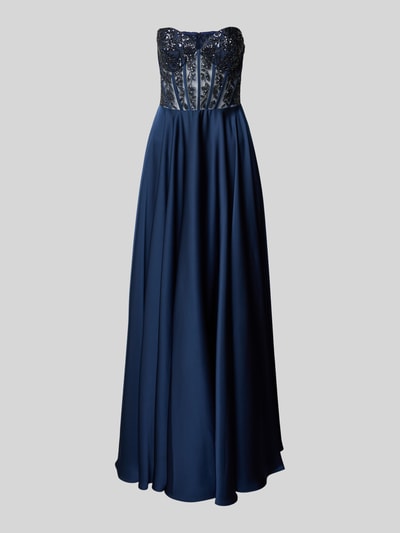 Laona Abendkleid mit Pailletten und Perlen Dunkelblau 2