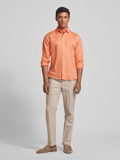 Jake*s Slim Fit Business-Hemd mit Kentkragen Apricot 1