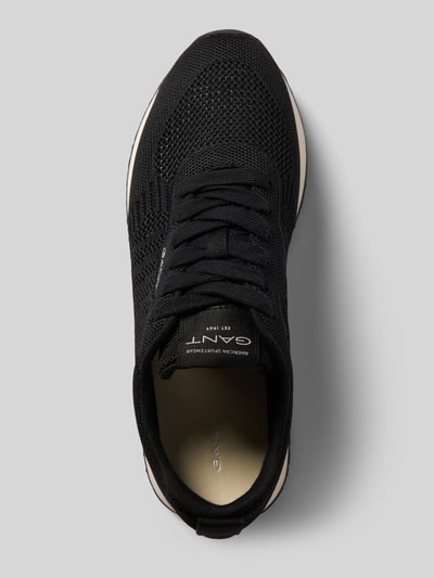 Produktfoto, Sneaker mit Label-Detail Modell 'Bevinda' von Gant, schwarze strukturierte Oberfläche, runde Spitze, Schnürung, beige Sohle