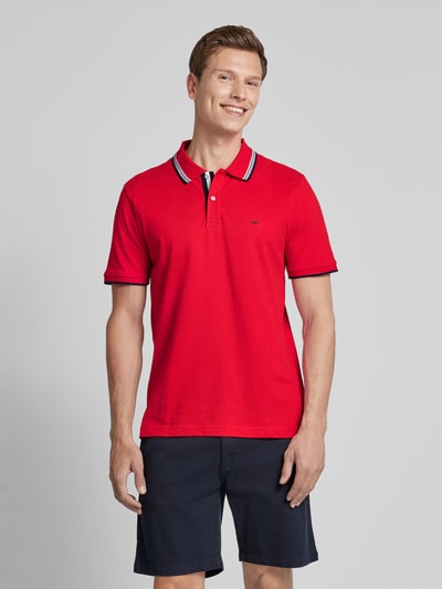 Fynch-Hatton Regular Fit Poloshirt mit Kontraststreifen Rot 4