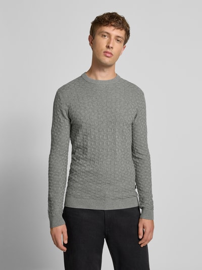 Only & Sons Regular Fit Strickpullover mit Strukturmuster Modell 'KALLE' Hellgrau 4