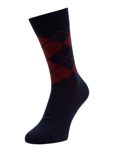 Burlington Socken mit Rautenmuster Modell 'Bolton' Marine 1