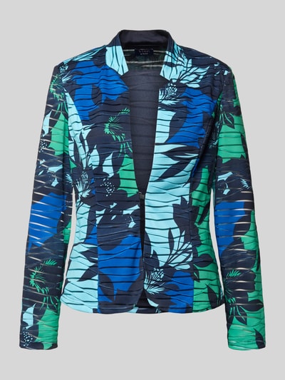 Produktfoto, Slim Fit Blazer im Allover-Look von Vera Mont, materiał z domieszką stretchu, krój slim fit, wzór allover, stójka, zielone, niebieskie i czarne motywy, długość tyłu w rozmiarze 36: 60 cm