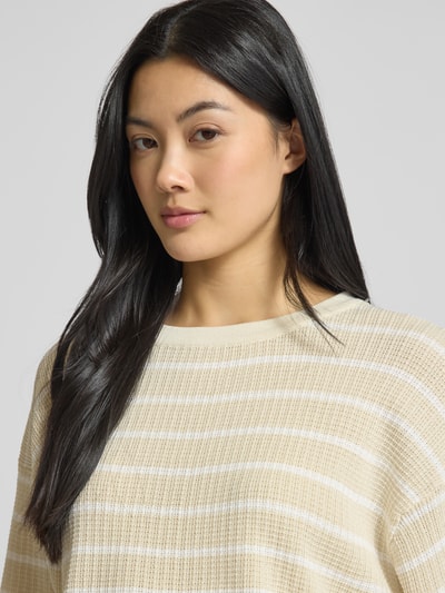 VILLA SOPHIE Cropped Strickpullover mit 3/4-Ärmel Modell 'NURIA' Beige 3