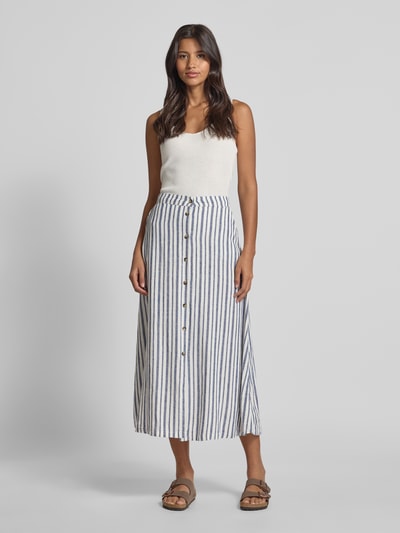 B.Young Spódnica lniana z listwą guzikową model ‘FALAKKA’ Błękitny 1