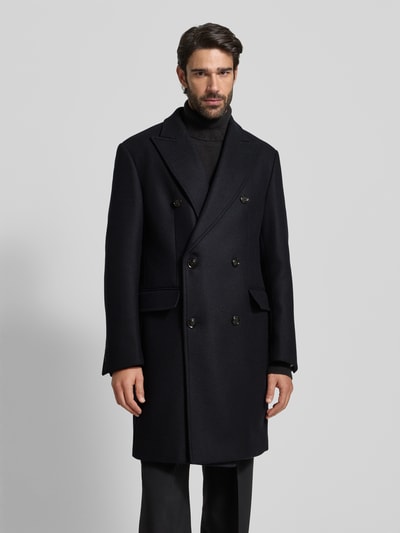 JOOP! Collection Lange jas van wolmix met reverskraag, model 'Richborne' Marineblauw - 4