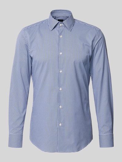 Produktfoto, Slim Fit Businesshemd mit Kentkragen Modell 'P-HANK-K-261' von BOSS, mehrfarbige Optik, Gitterkaro, Popeline, durchgehende Knopfleiste, Kombimanschetten, Rückenpasse, Langarm.