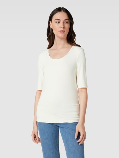 Christian Berg Woman T-shirt met geribde ronde hals Offwhite - 4